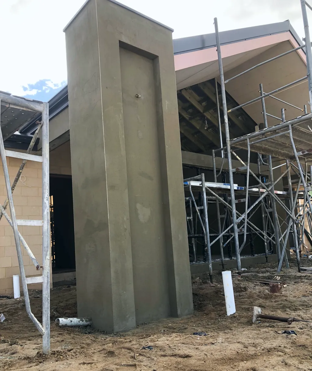 Rendered feature pillar with a recessed panel